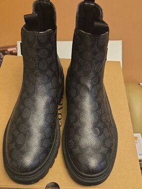 Coach Black Logo Chelsea Boots